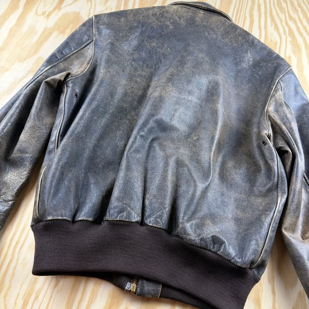 Vintage 80s Banana Republic Safari Leather Bomber Jacket Brown USA Men's Sz 40